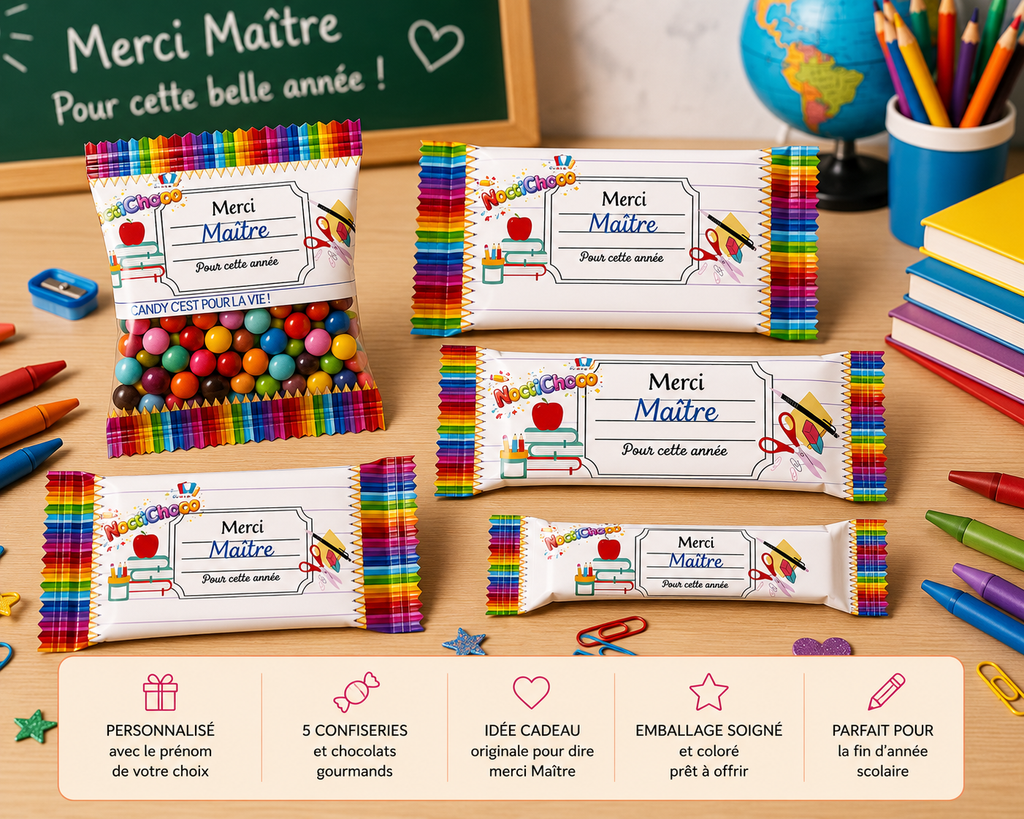 Coffret personnalisé pour maître, maîtresse, ATSEM ou APE