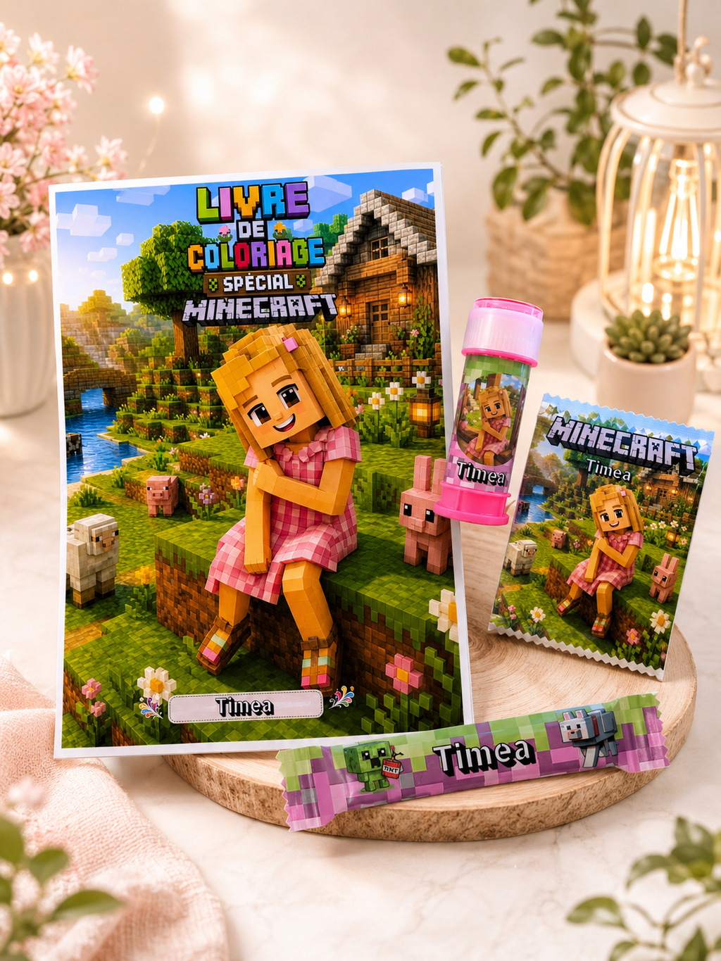 Pochette gourmande personnalisée thème Minecraft