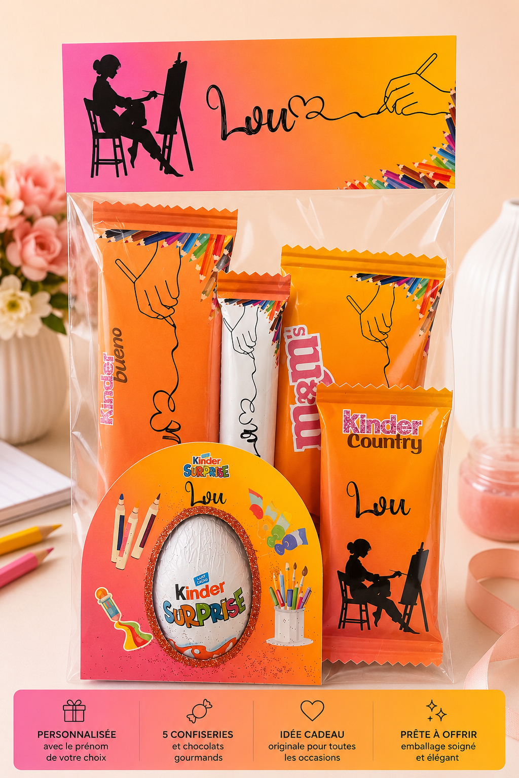 Pochette gourmande personnalisée avec prénom