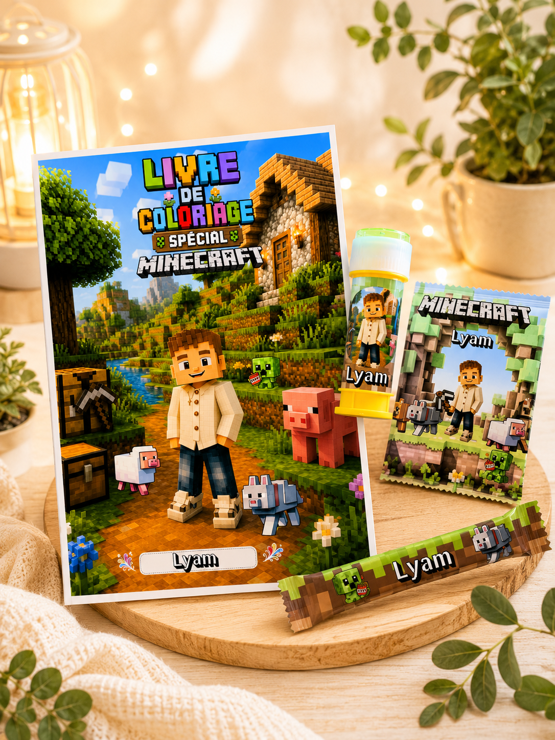 Pochette gourmande personnalisée thème Minecraft